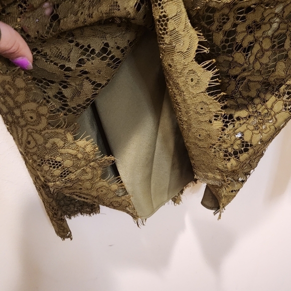 J CREW olive green lace top with built in cami size 2 - Picture 8 of 14